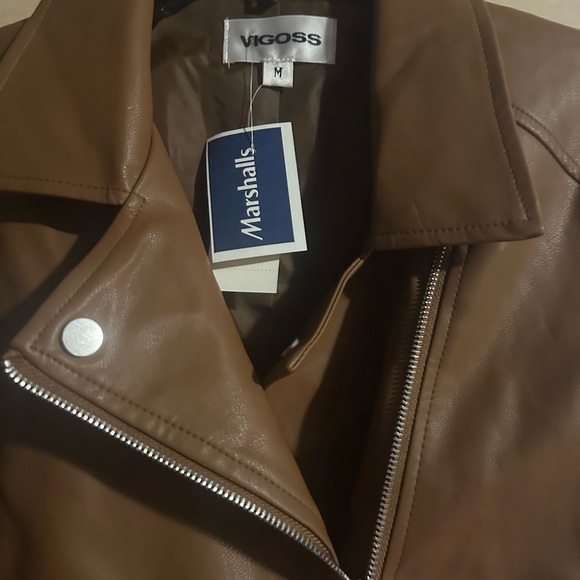 NWT VIGOSS Kamrynn Moto Jacket Brown med - Picture 2 of 5